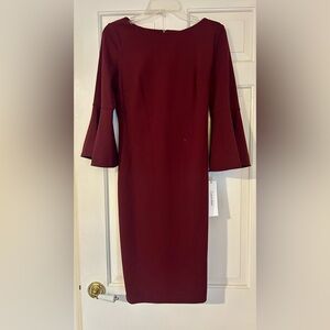 Calvin Klein Long Sleeve Burgundy Dress
